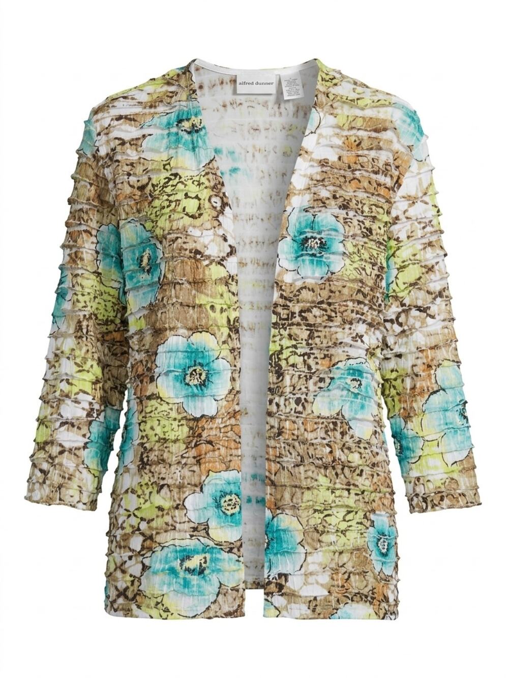 Alfred Dunner Floral Knit Lightweight Stretch Cardigan Women Size M